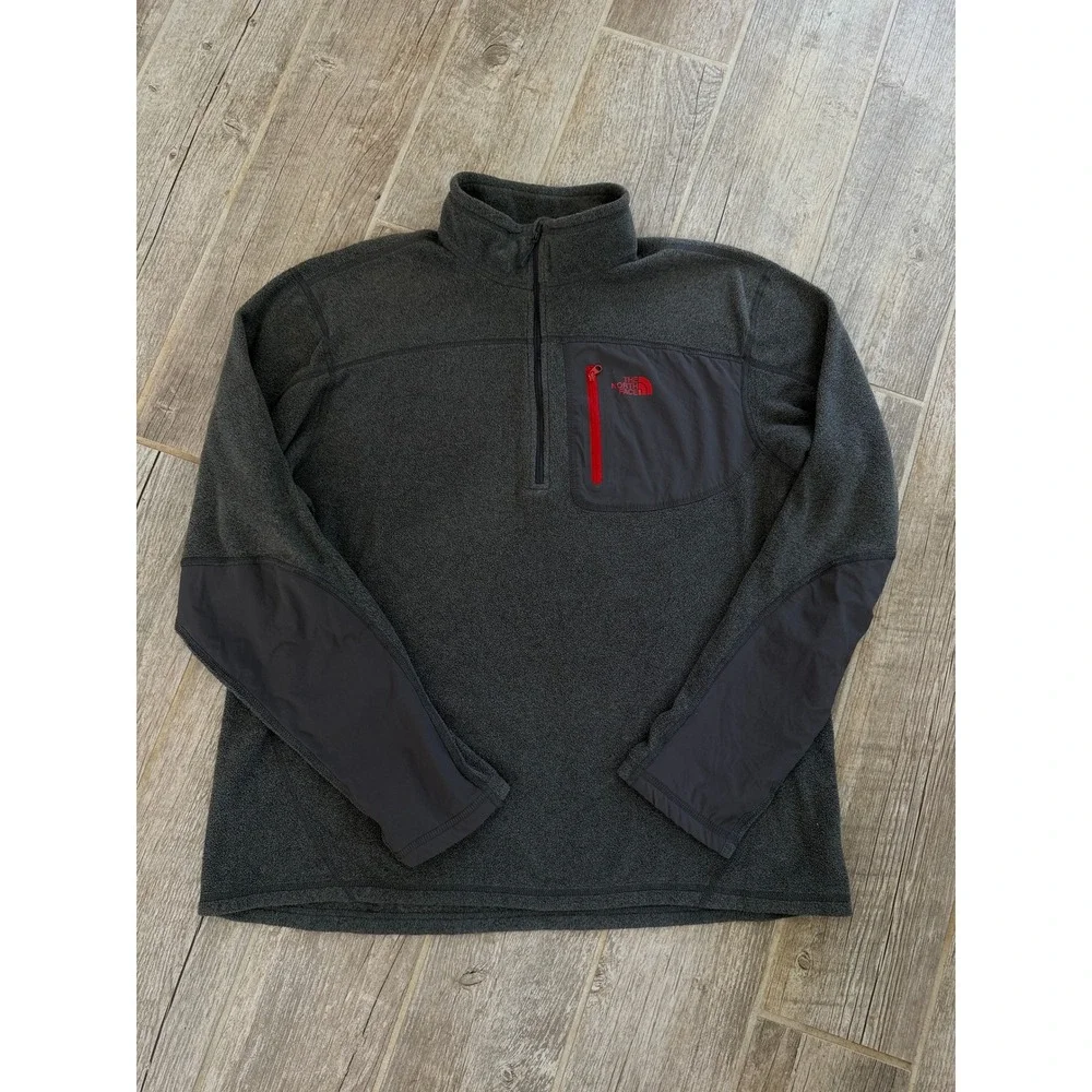 The North Face Fleece Pullover Mens Large Grey Excellent Quarter Zip